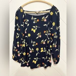 LOFT Navy Floral Top